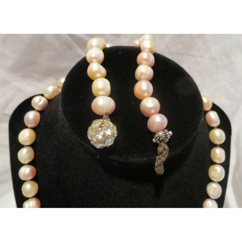 Peacock Pink Cream Freshwater Pearl Necklace and Bracelet Set Gorgeous JHE30